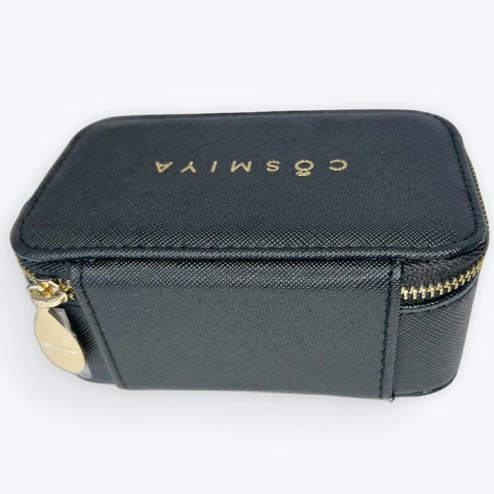 NWT COSMIYA Small Black Jewelry Box with Zipper Closure Perfect for Travel